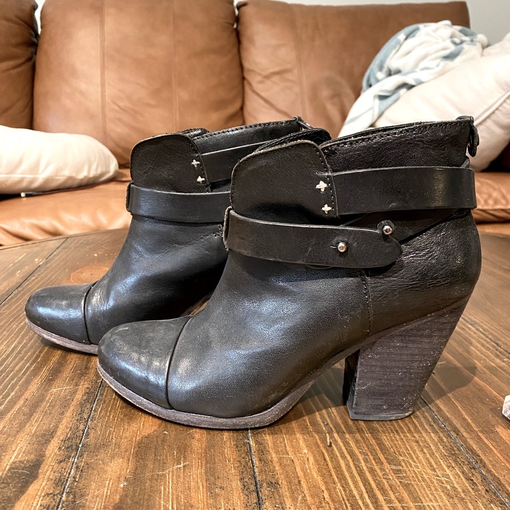 Rag and Bone black leather booties